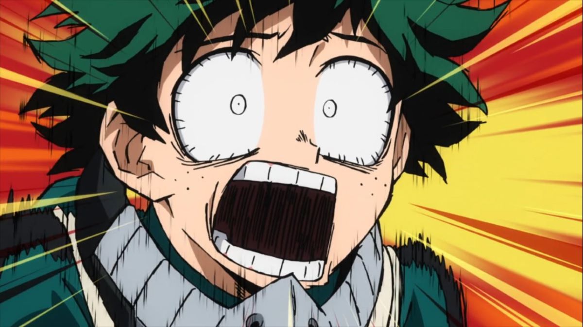 My Hero Academia Deku shocked face Season 5, Episode 1