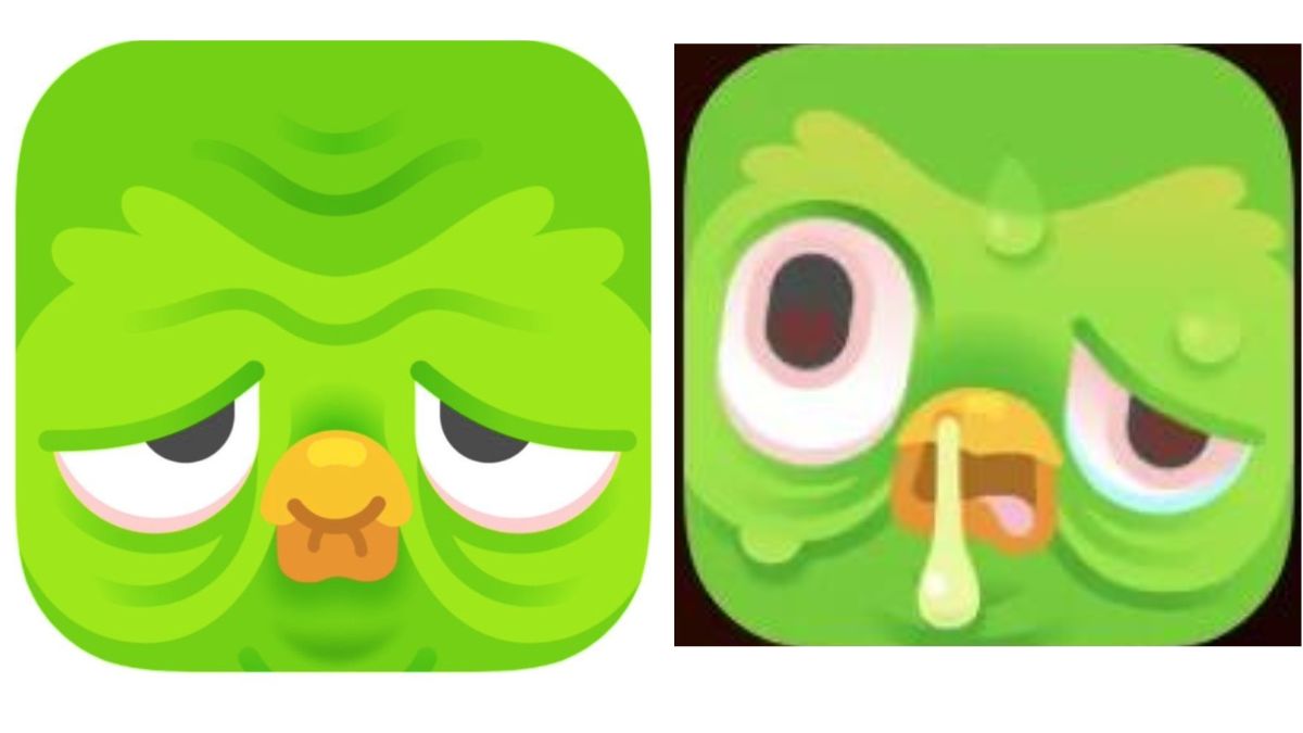 Sad and snotty Duolingo emojis