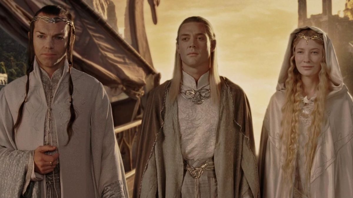 Elrond, Celeborn, and Galadriel at the Gray Havens in The Lord of the rings: The return of the king