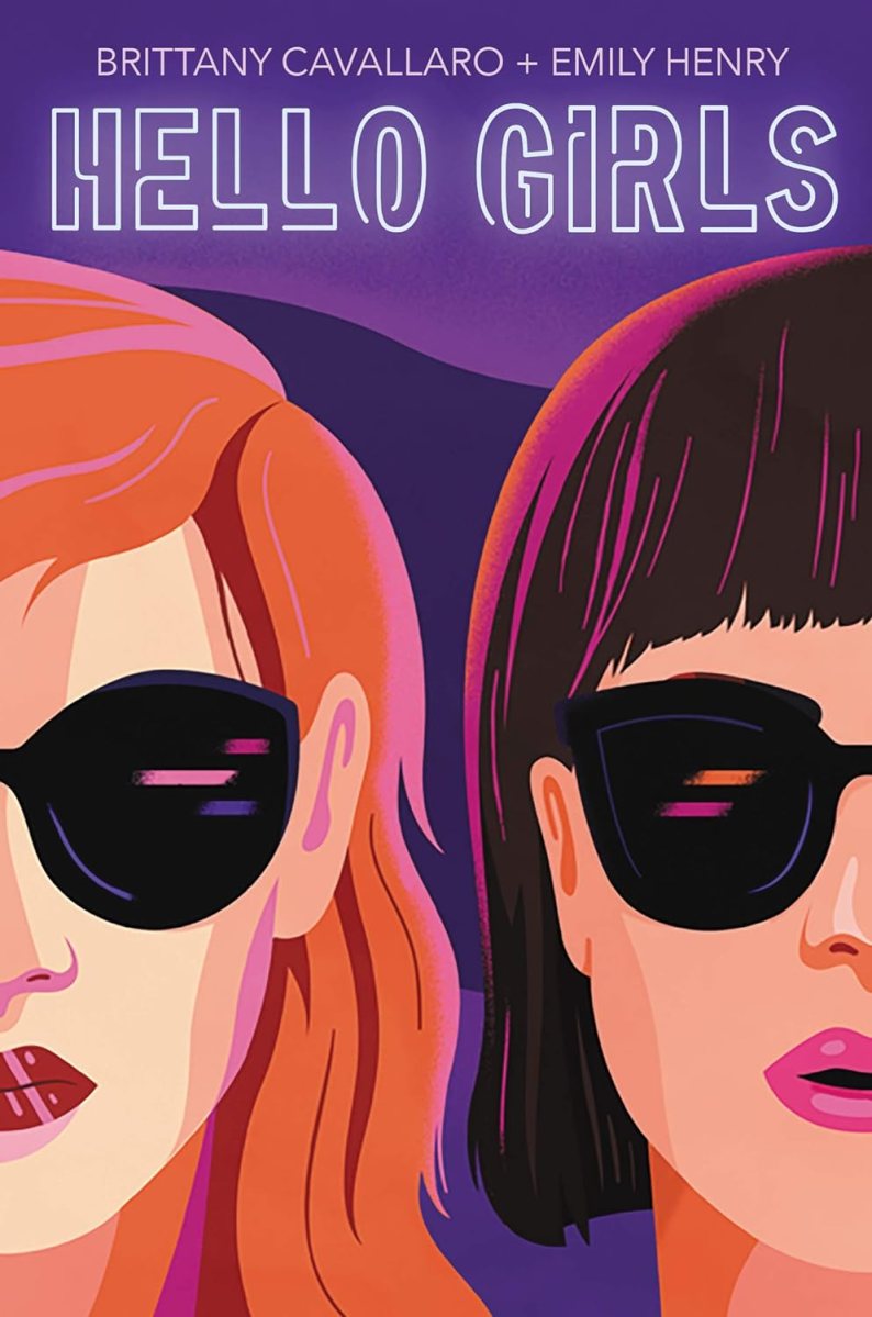 illustration of two teen girls wearing sunglasses