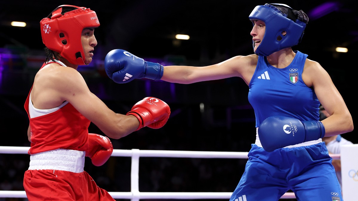 Iame Khelif and Angela Carini in a boxing match during the 2024 Paris Olympics