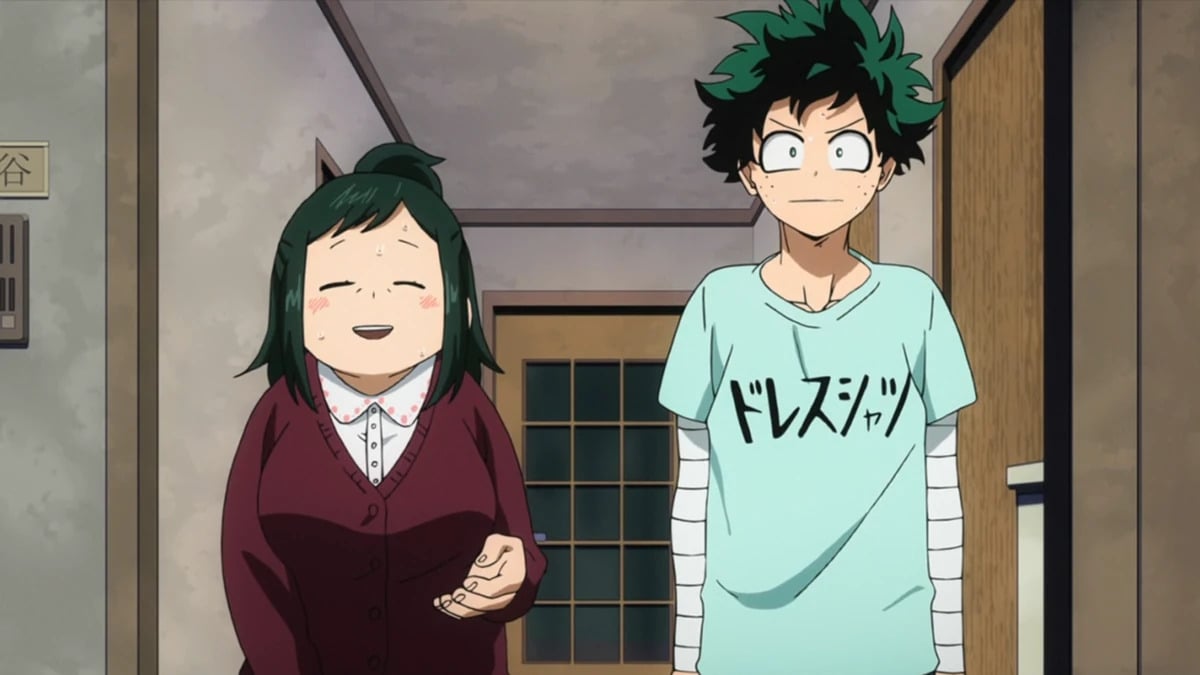 All Might visits Izuku and Inko Midoriya at home from My Hero Academia