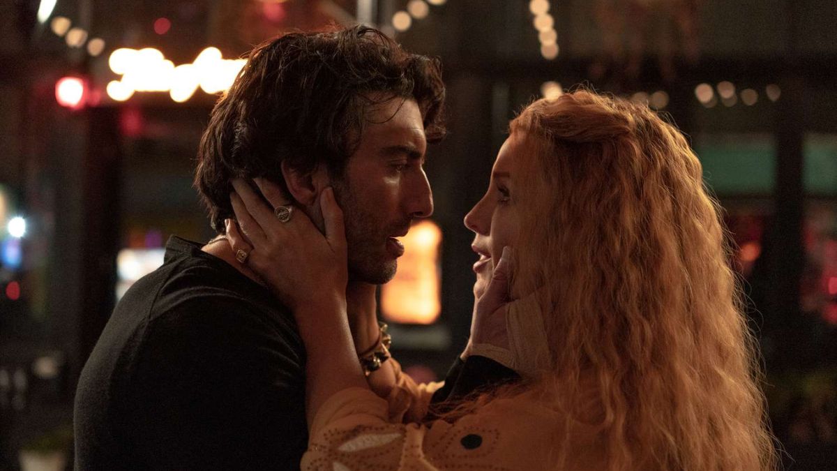 Justin Baldoni as Ryle Kincaid is held by Blake Lively as Lily Bloom in a scene from It Ends With Us