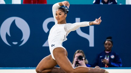 Jordan Chiles performing her flour exercise at the Paris Olympics