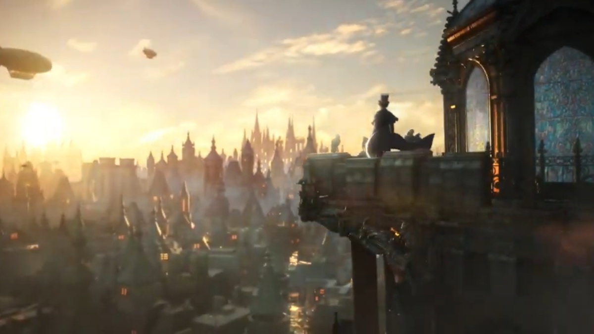 Lord of the Mysteries trailer still, a man looks out over a steampunk world