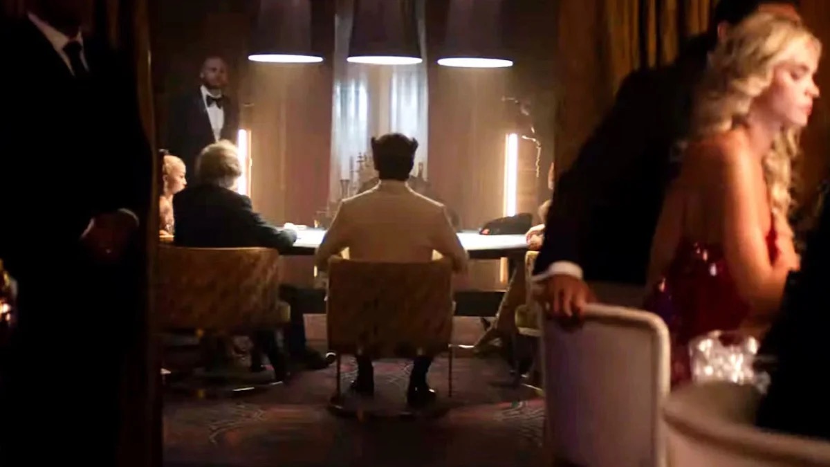 Wolverine in "Deadpool * Wolverine" as Patch sitting at a card table