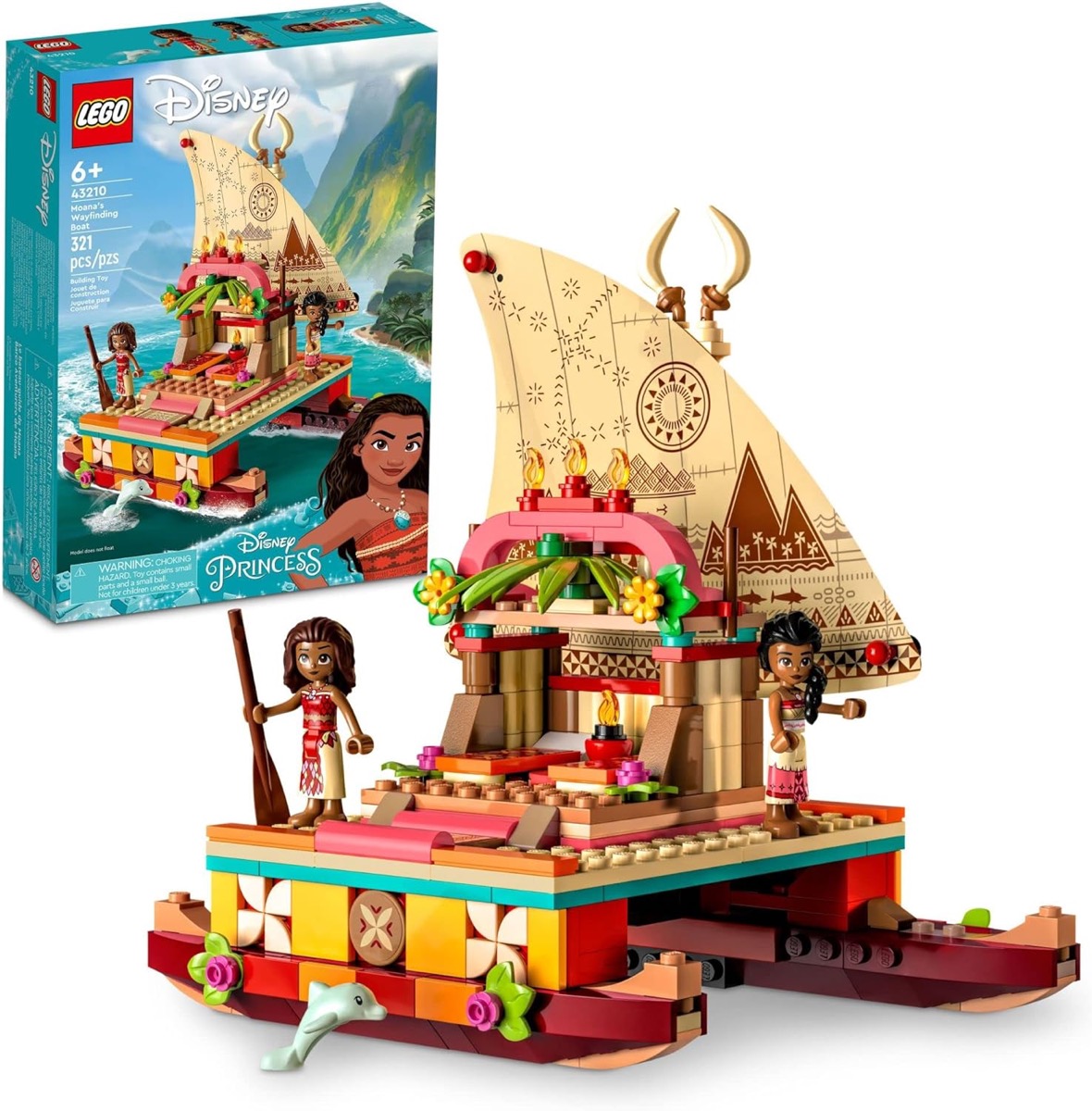 A LEGO replica of Princess Moana's Wayfinding Boat