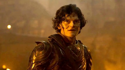 Robert Aramayo as Elrond in the middle of war in The Rings of Power season 2