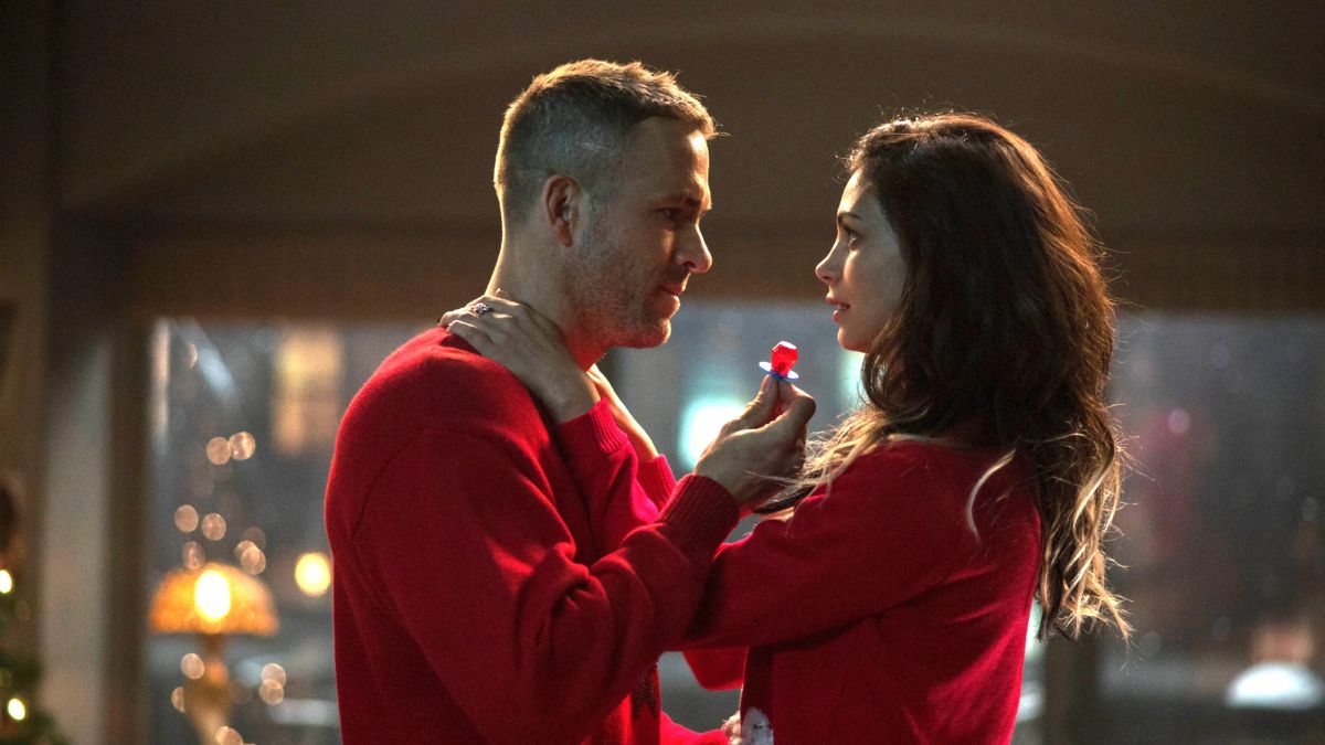 Ryan Reynolds as Wade Wilson proposes to Morena Baccarin as Vanessa in Deadpool