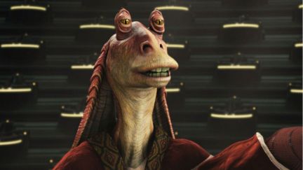 Jar-Jar Binks (Ahmed Best) in a senate pod in 'Star Wars'