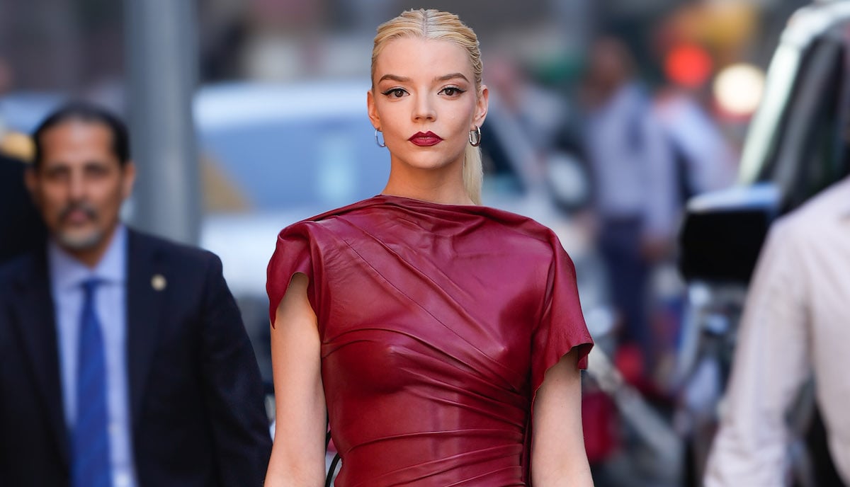 Anya Taylor-Joy wearing red on a New York street