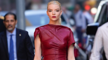 Anya Taylor-Joy wearing red on a New York street