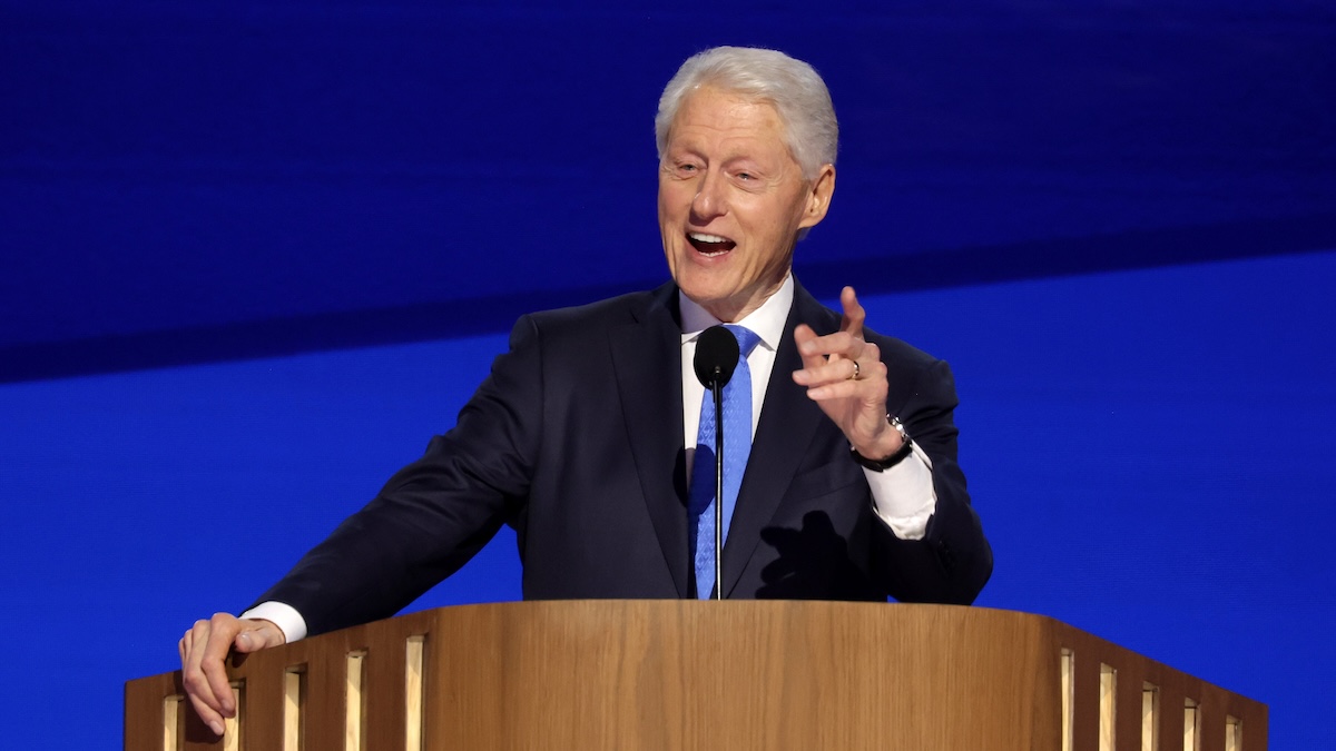 Bill Clinton at the DNC stage talking