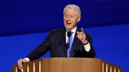 Bill Clinton at the DNC stage talking