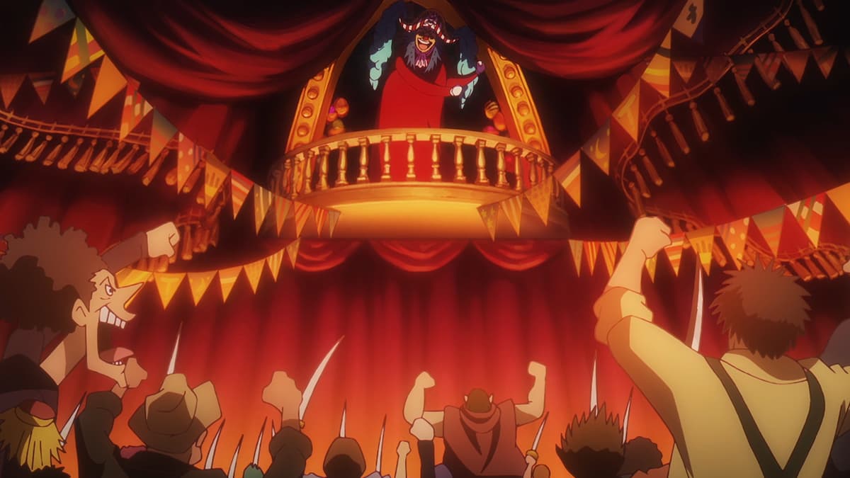 Chairman Buggy addressing members of the Cross Guild in One Piece