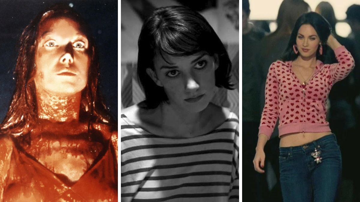 Sissy Spacek in Carrie, Sheila Vand in A Girl Walks Home Alone at Night, and Megan Fox in Jennifer's Body