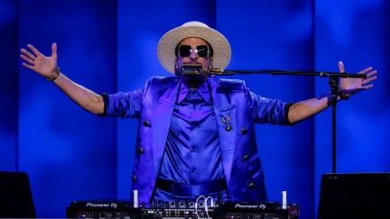 DJ Cassidy performs during the Democratic National Convention