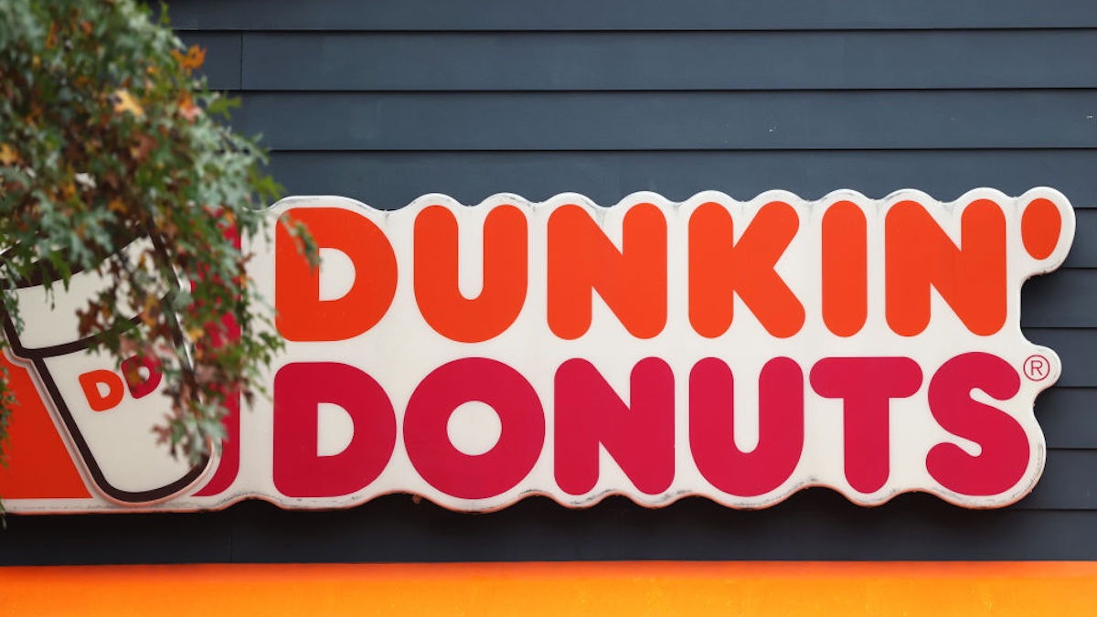 A Dunkin' storefront sign