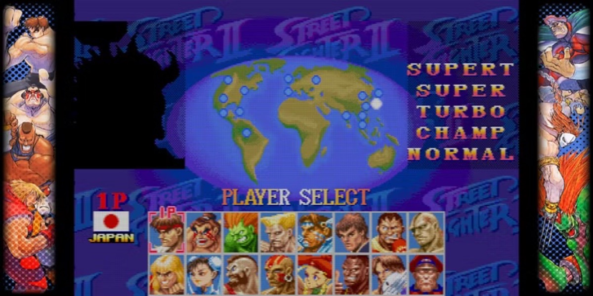 The character select page of "Hyper Street Fighter 2: The Anniversary Edition"