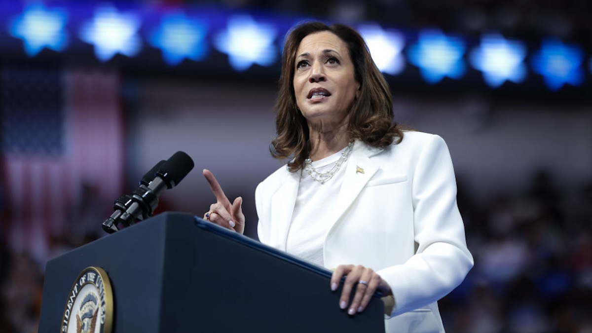 Vice President Kamala Harris speaks at a campaign rally.