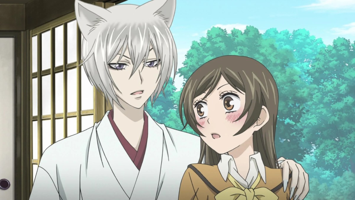 Tomoe with his arm on a blushing Nanami Momozono's shoulder