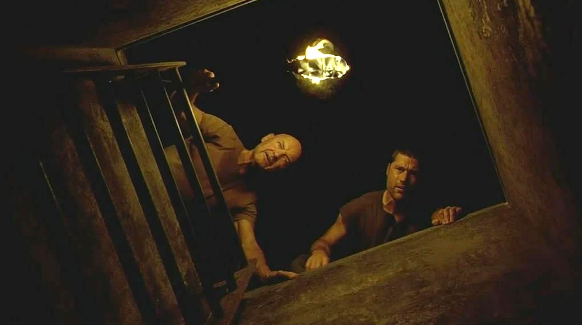 locke and jack looking down the hatch in season 2 of lost