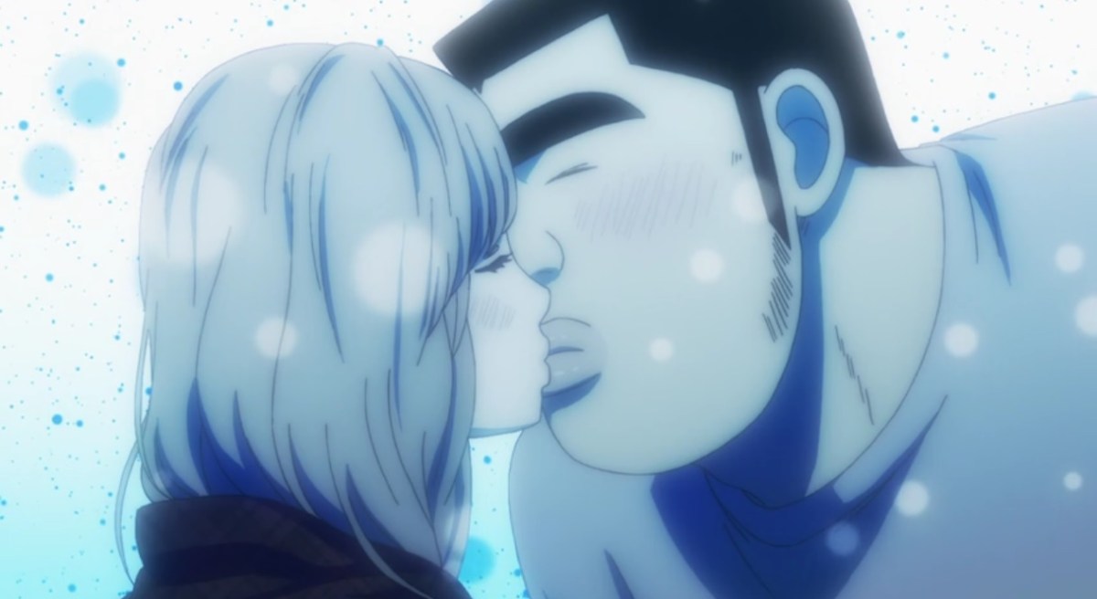 Rinko Yamato and Takeo Goda sharing a kiss