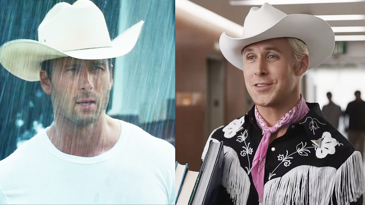 glen powell and ryan gosling in cowboy hats