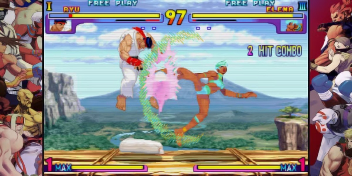 two fighters battle it out in "Street Fighter 3: New Generation"