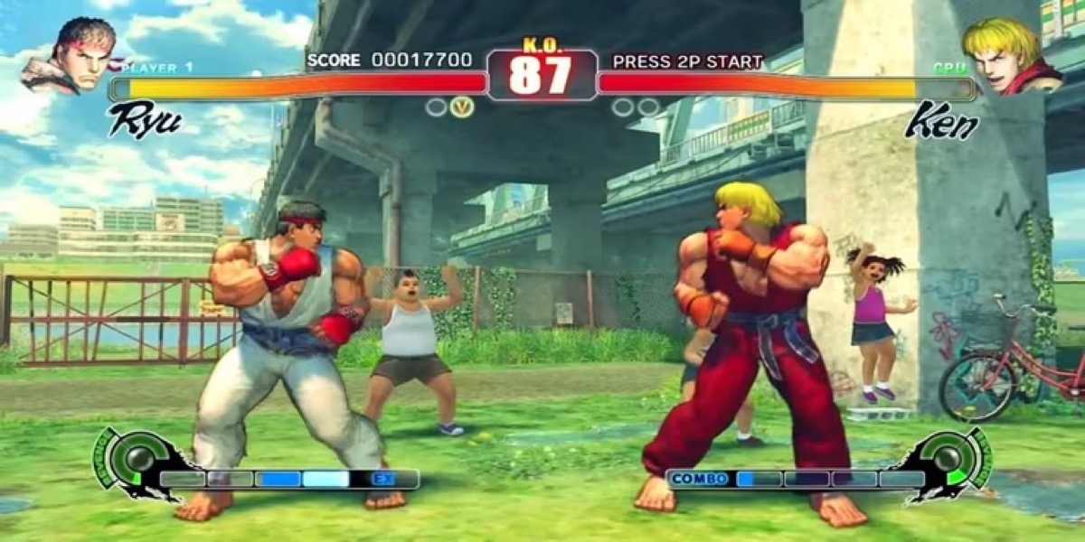 Two fighters face off in "Street Fighter 4"