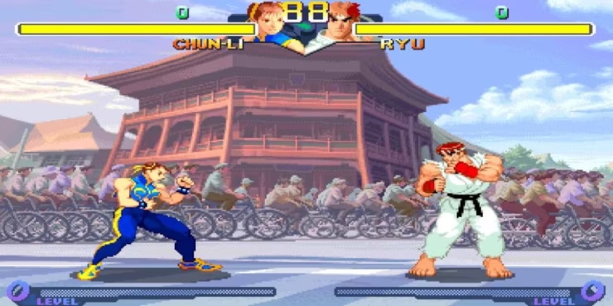 Two fighters face off in "Street Fighter Alpha 2"