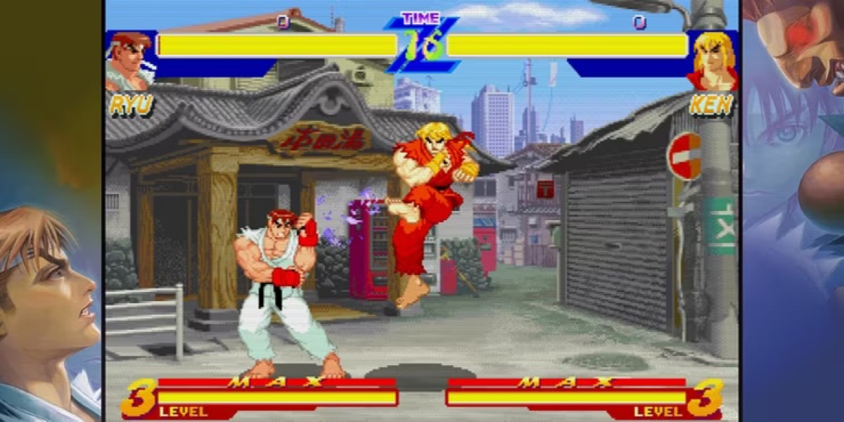 Two fighters battle in "Street Fighter Alpha"