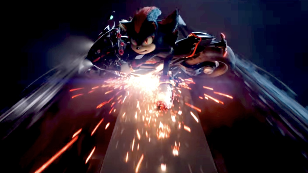 Shadow doing the Akira motorcycle slide in Sonic the Hedgehog 3