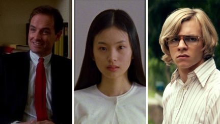 Terry O'Quinn in The Stepfather, Eihi Shiina in Audition, Ross Lynch in My Friend Dahmer in a side by side collage image.