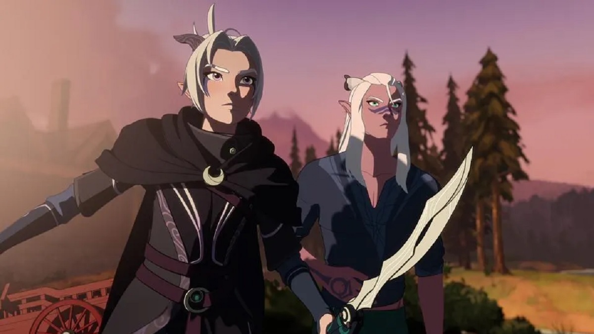 Rayla with her adoptive father, Runaan