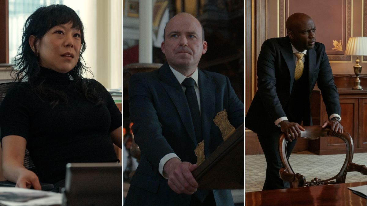 Ali Ahn, Rory Kinnear, and David Gyasi in The Diplomat season 2