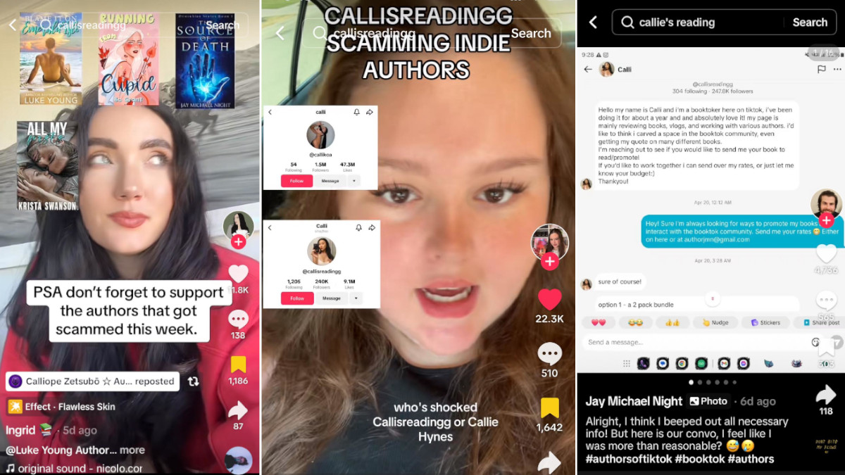 Stills from TikTok videos discussing the Callis Reading scandal