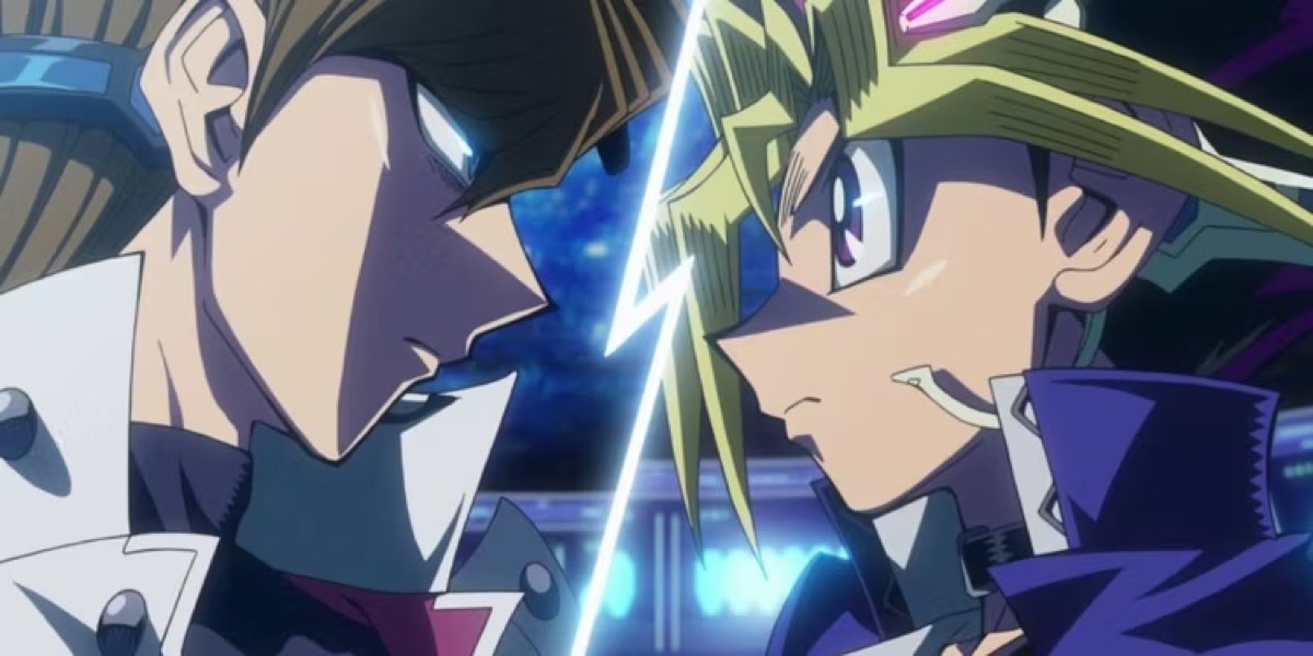 Yugi and Kaiba face off against one another in "Yu Gi Oh"