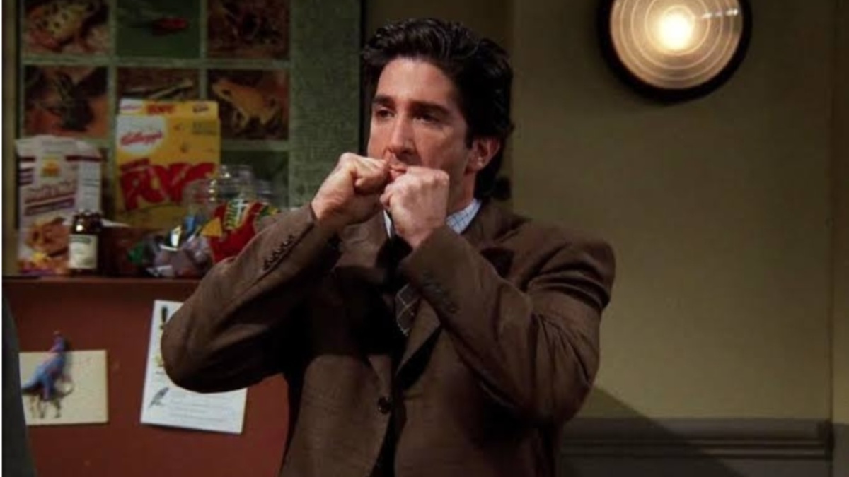 Ross looks manic: Friends, The One With Ross’s Sandwich