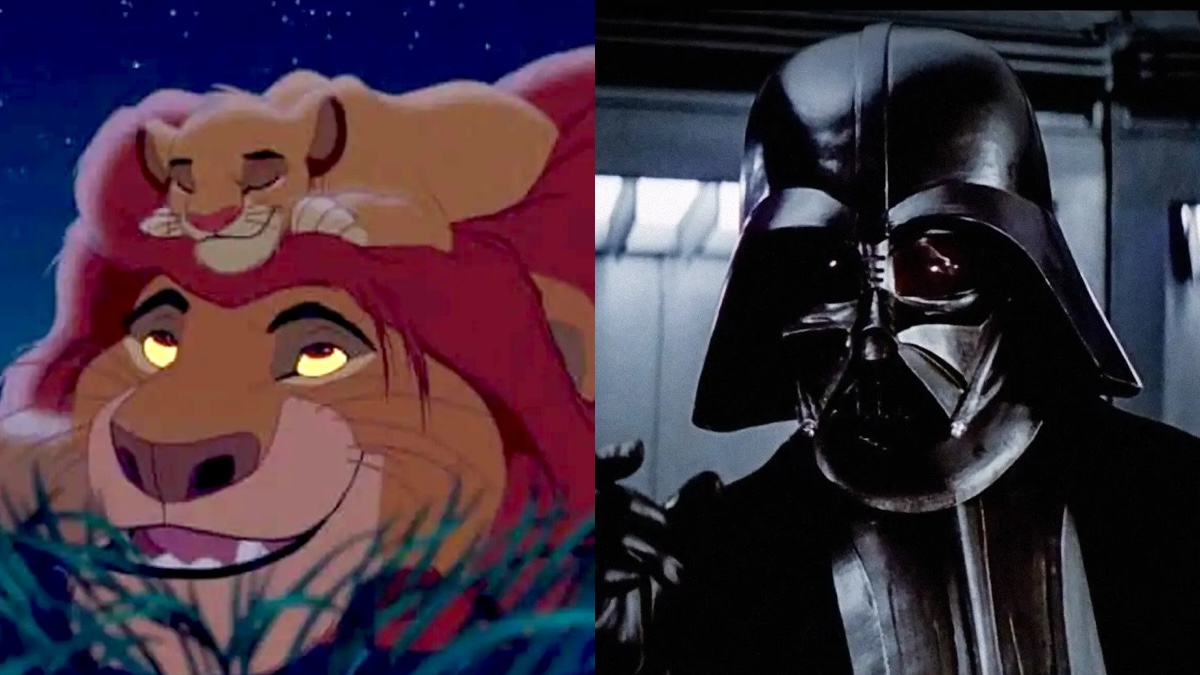 The Lion King's Mufasa and Star Wars' Darth Vader side by side.