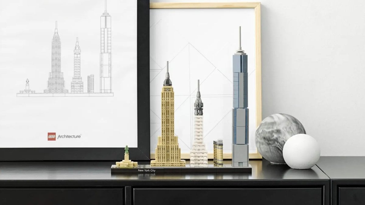 LEGO New York Skyline on a shelf