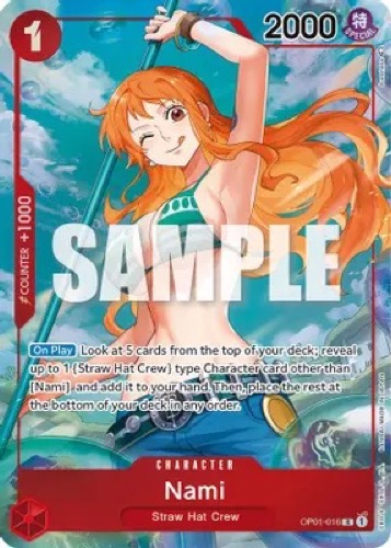 A Nami trading card from "One Piece"