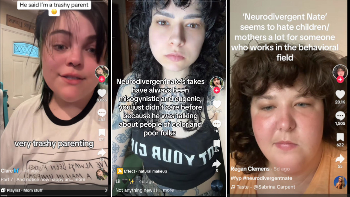 Stills from TikTok videos about Neurodivergent Nate