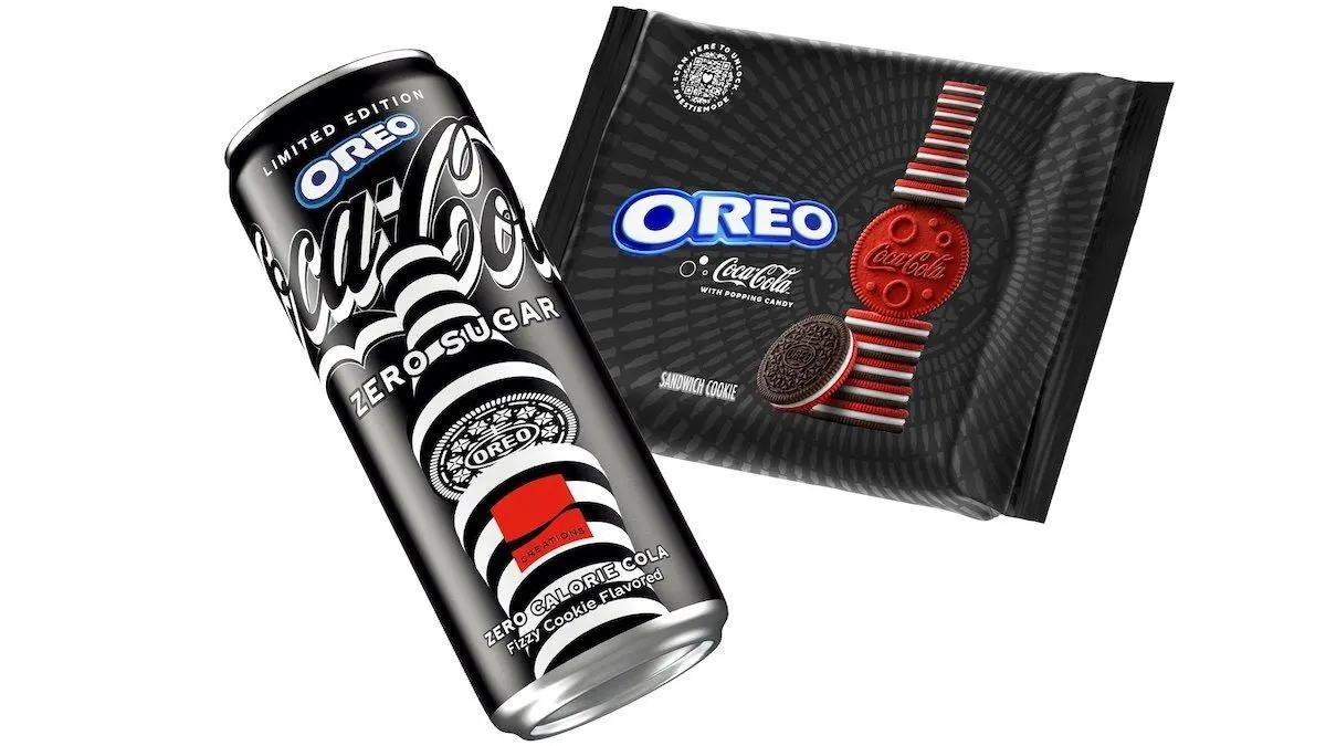 A can of Coca-Cola Zero with OREO and a pack of Coca-Cola flavored OREOs