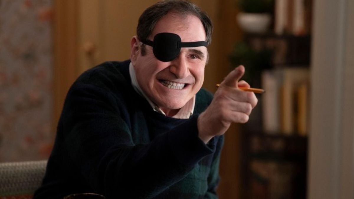 Richard Kind as Stink-Eye Joe with an eye patch in Only Murders in the Building