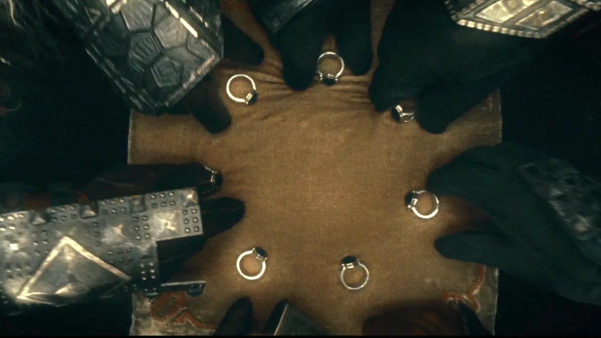 The Dwarves arms reach for the Seven Dwarven Rings, Lord of the Rings