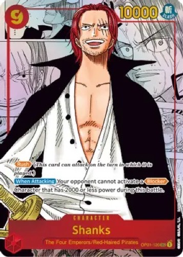 A Shanks trading card from "One Piece" 