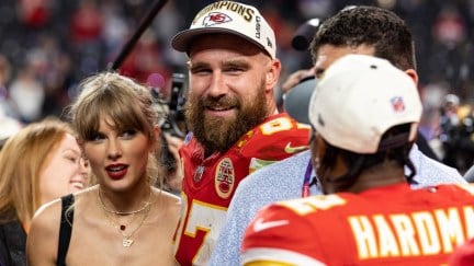 Taylor Swift and Travis Kelce at the Super Bowl