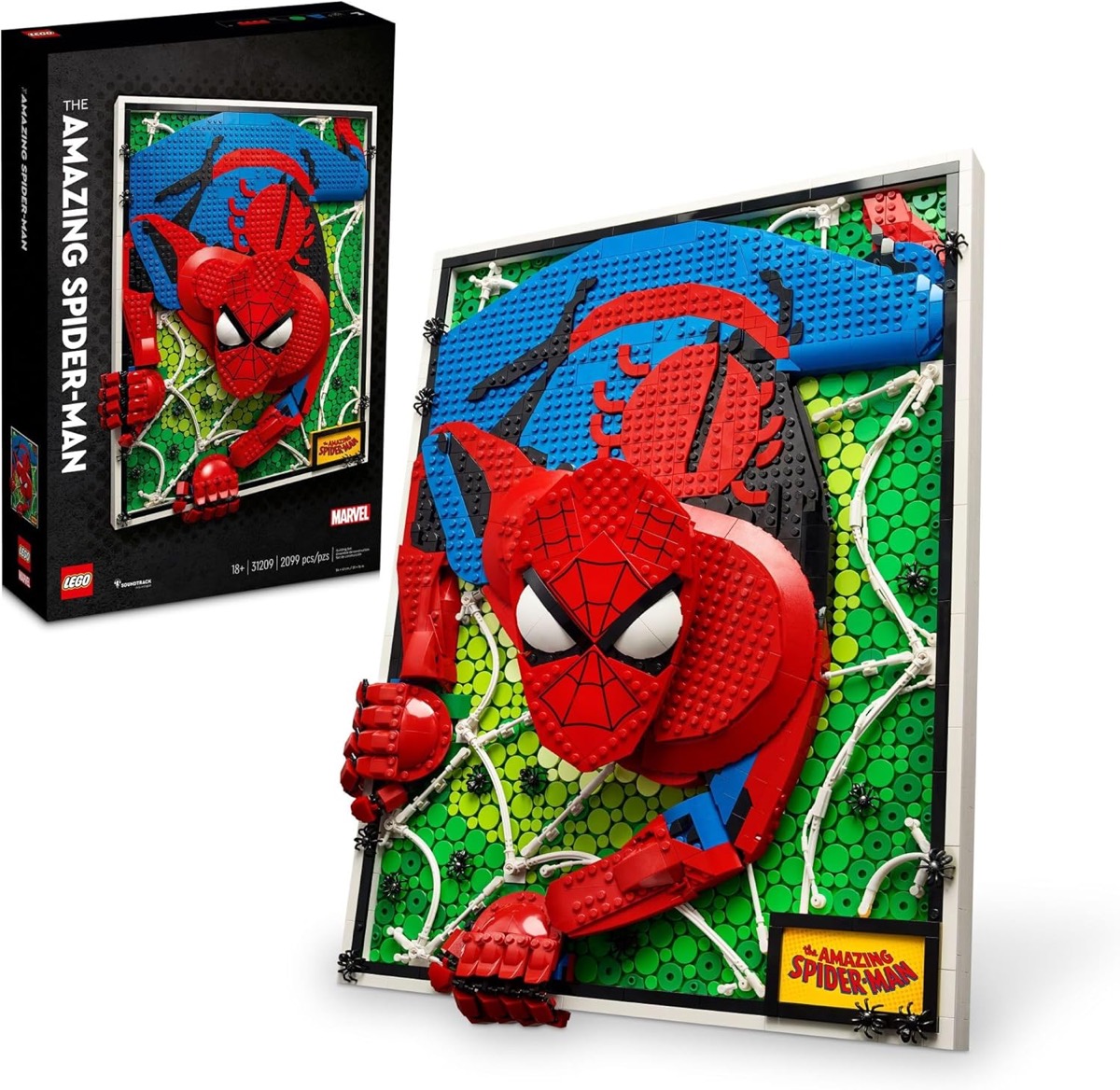 A Lego set picturing The Amazing Spider-Man as a painting