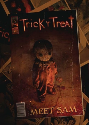 Cover art for "Trick 'r Treat" featuring a kid in a halloween costume 